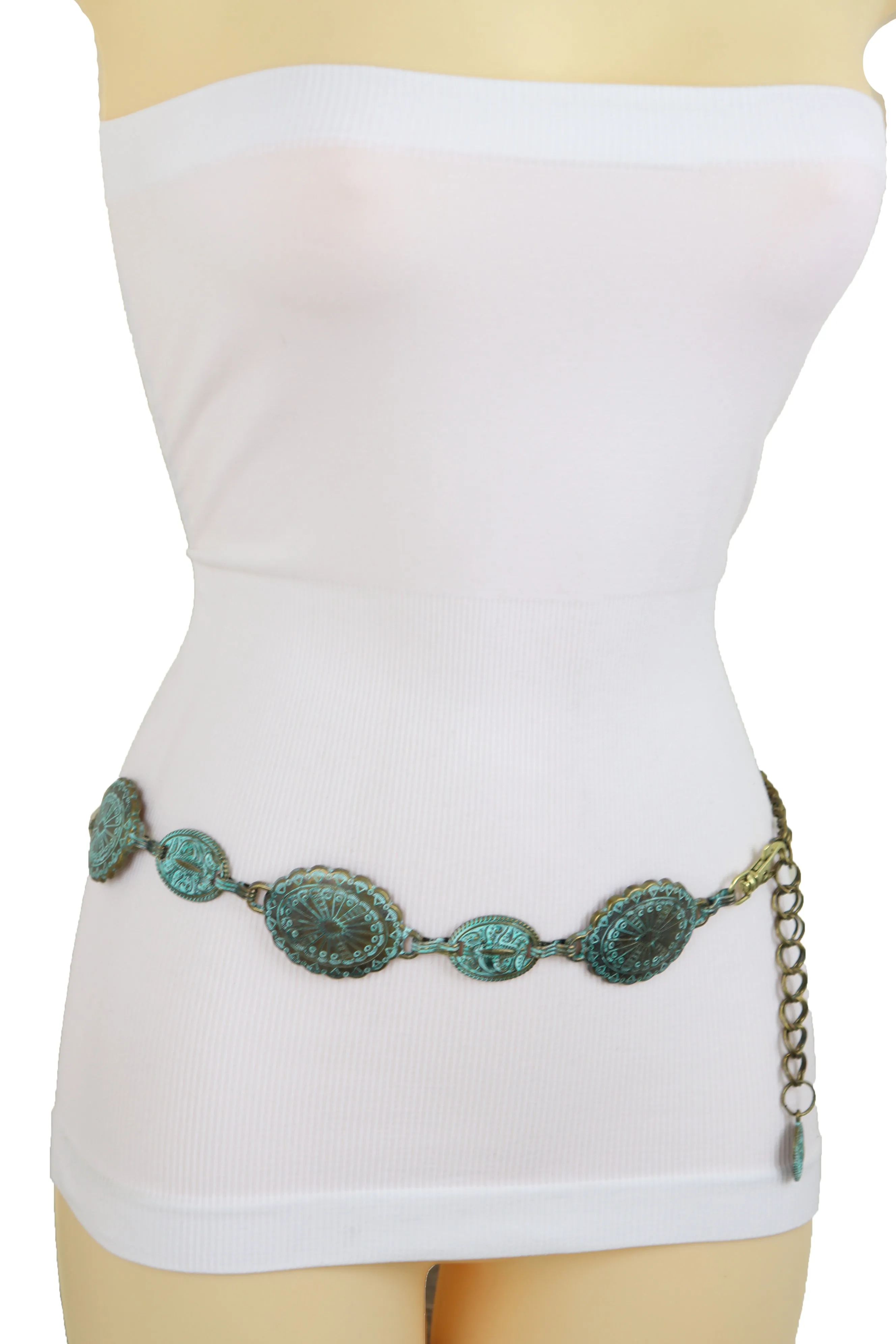 Turquoise Bohemian Antique Metal Chain Belt