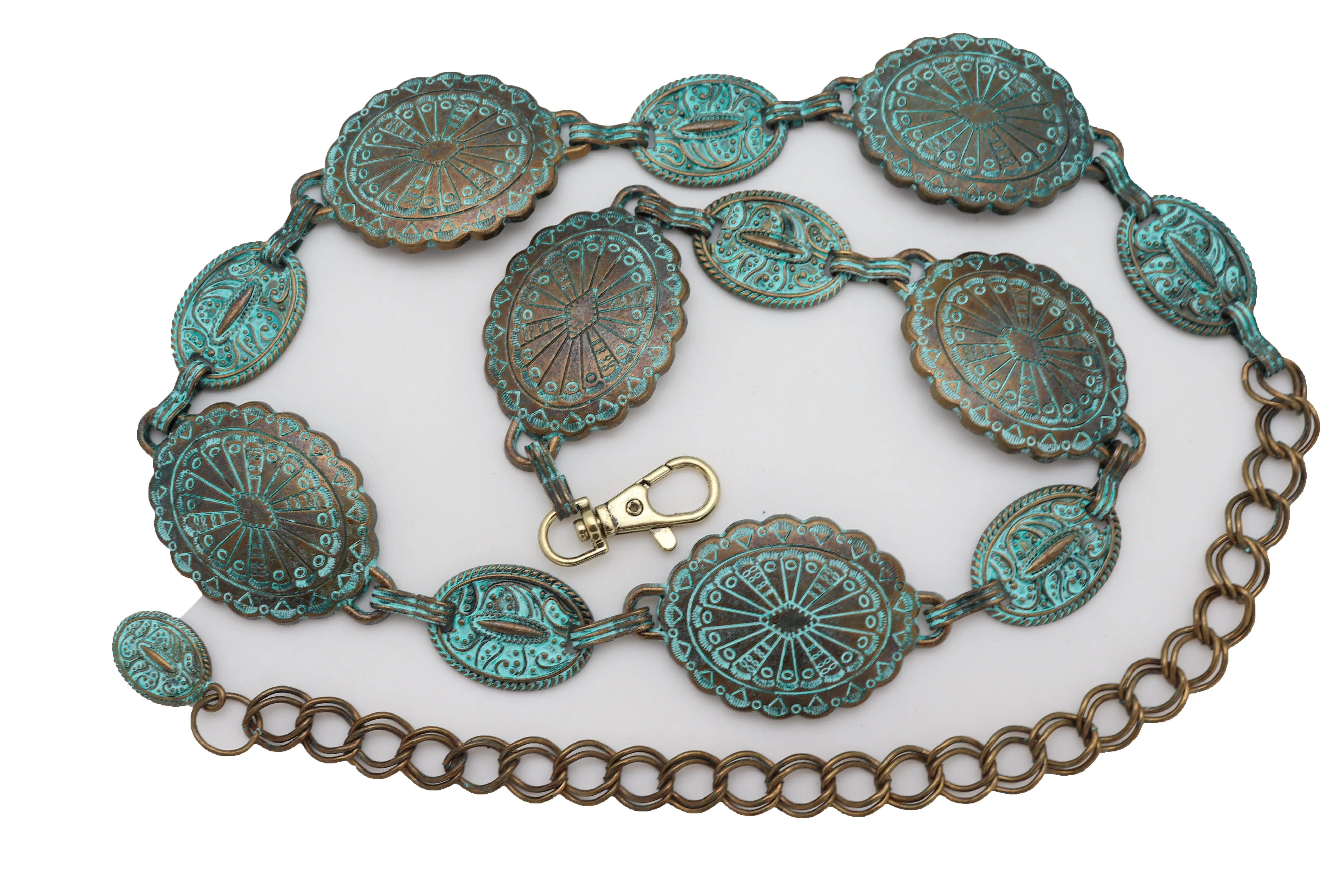Turquoise Bohemian Antique Metal Chain Belt