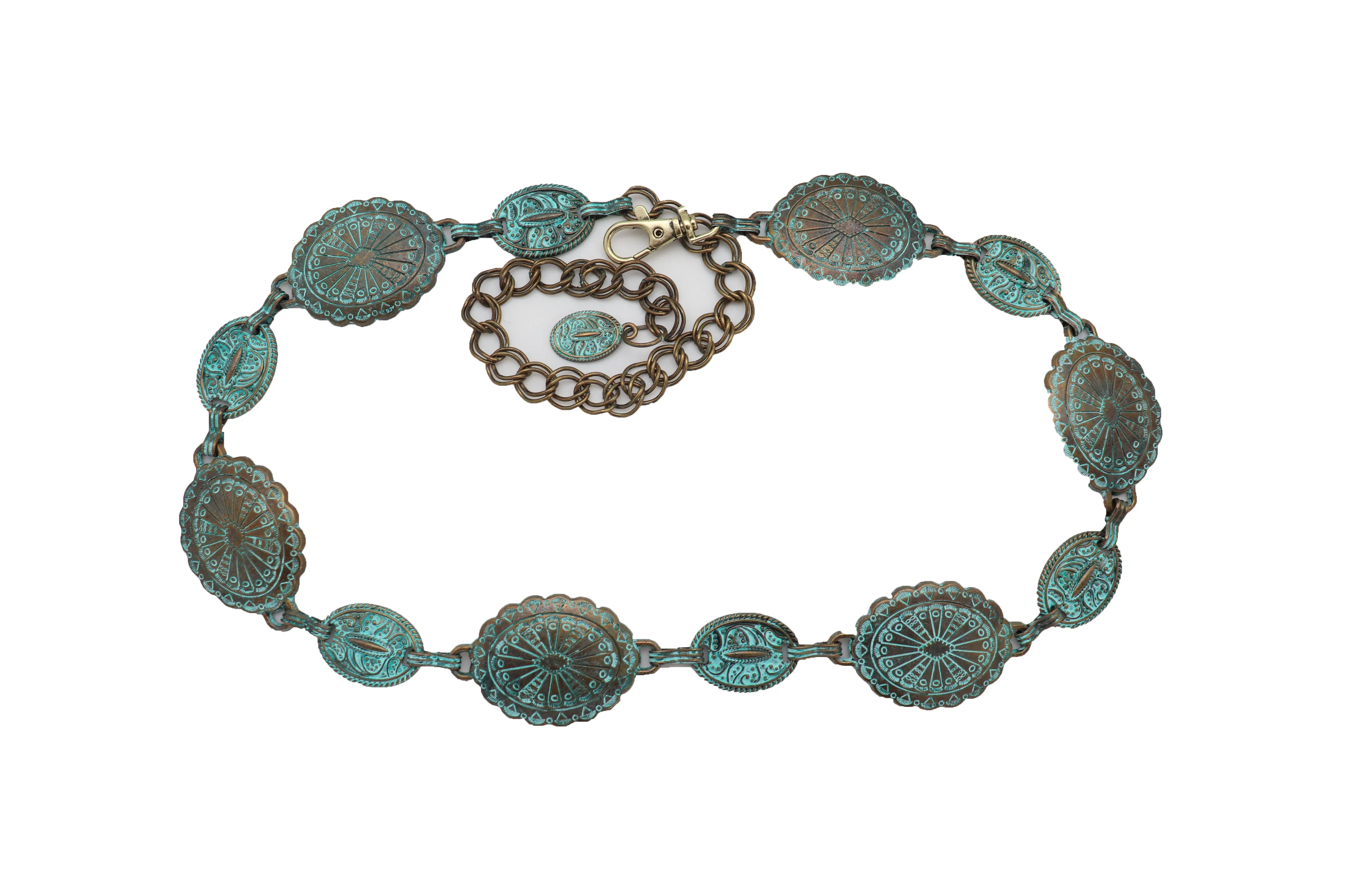 Turquoise Bohemian Antique Metal Chain Belt