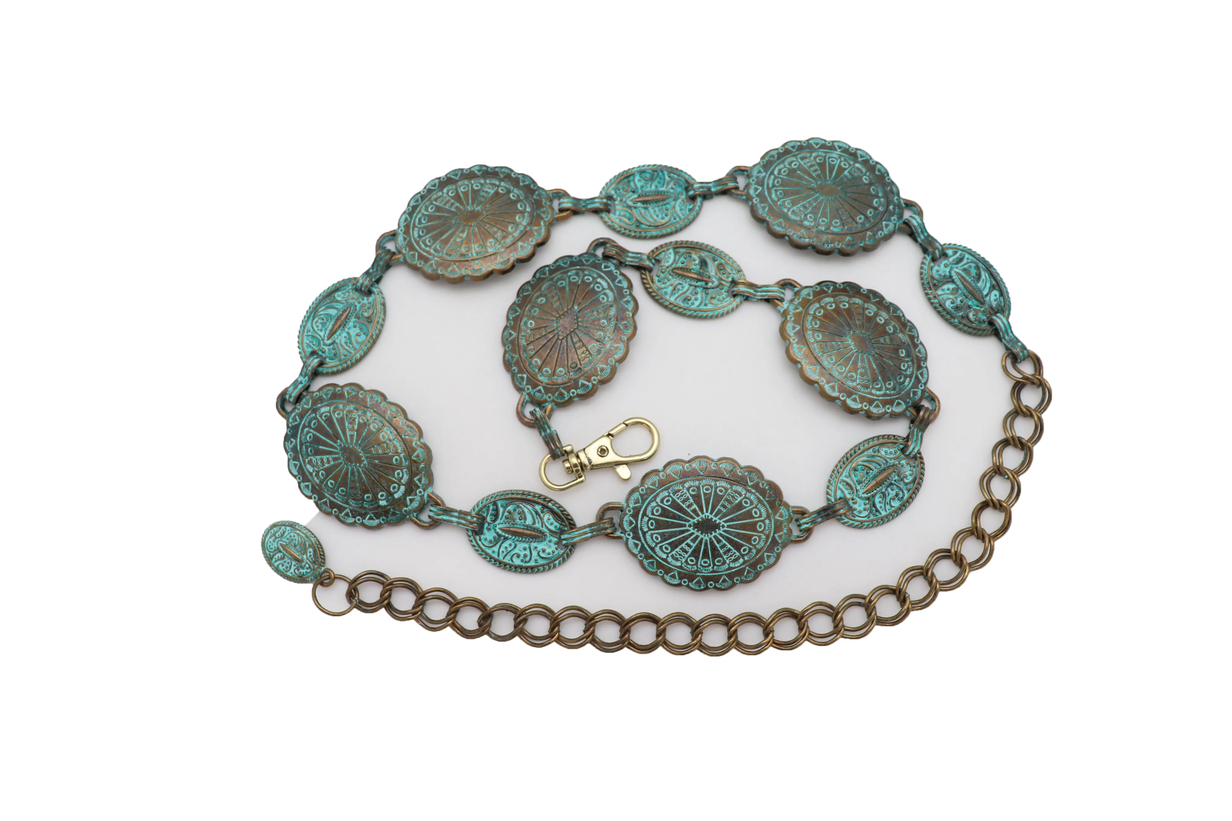 Turquoise Bohemian Antique Metal Chain Belt