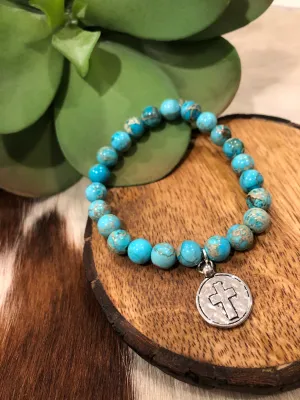 Turquoise Cross Coin Bracelet