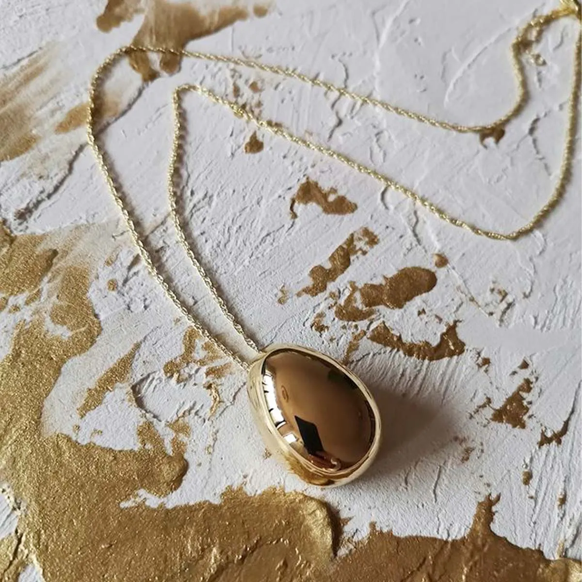 Two Egg Necklaces Set in 14kt Gold Over Sterling Silver