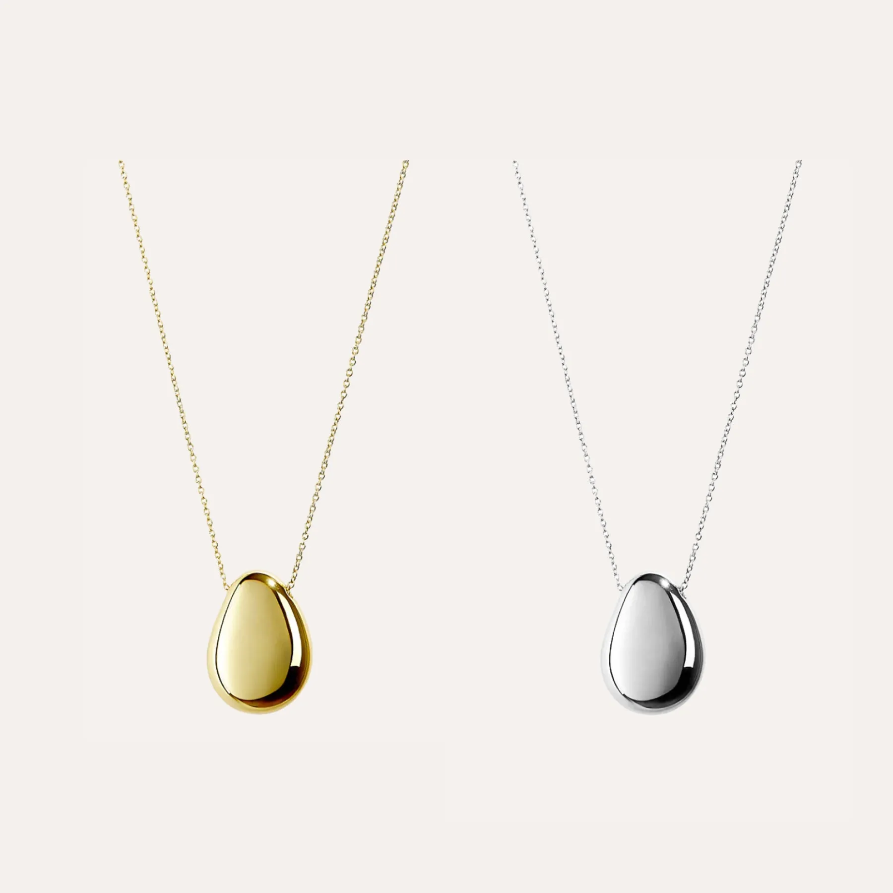Two Egg Necklaces Set in 14kt Gold Over Sterling Silver