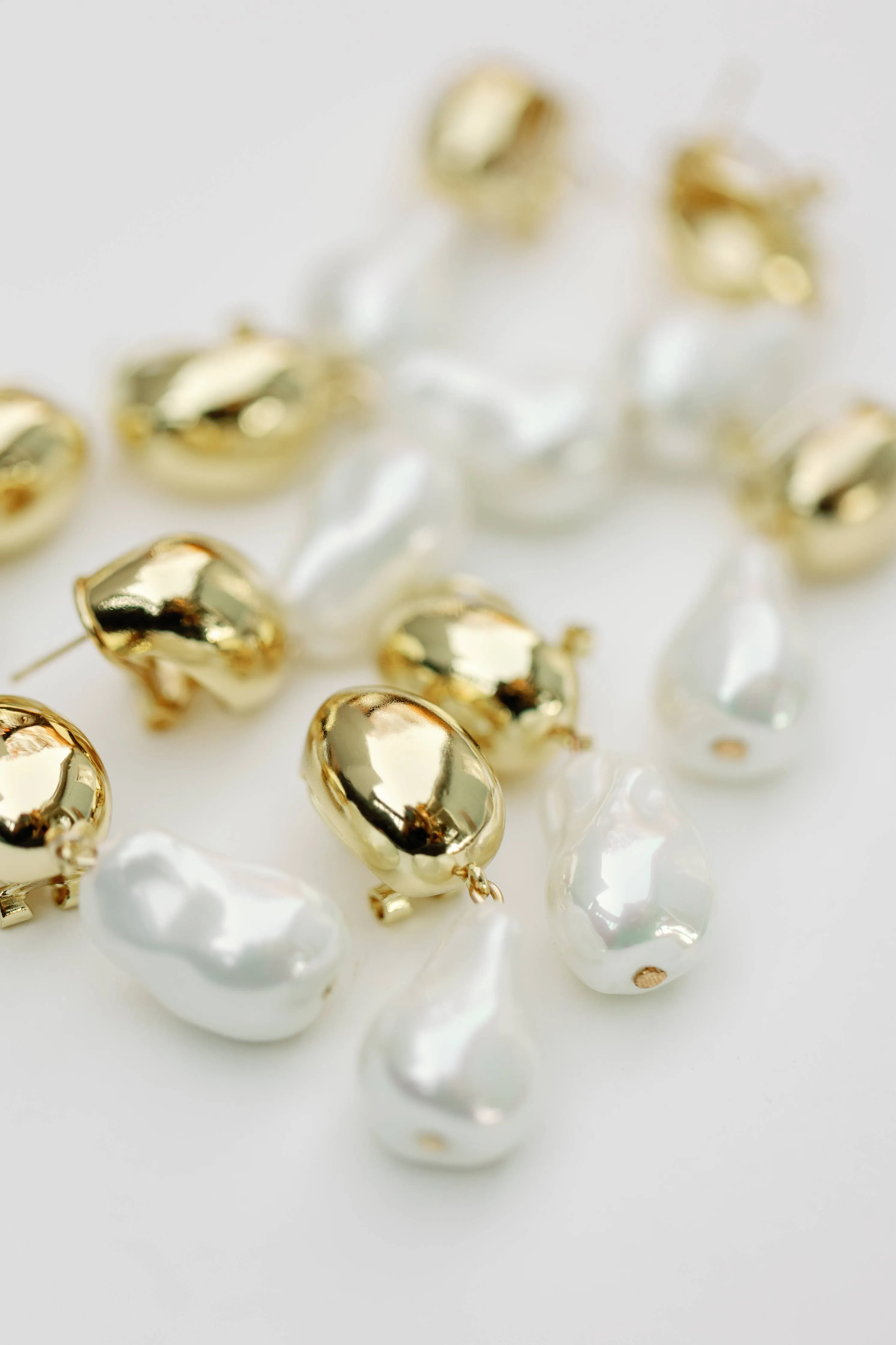 Vintage Chunky Gold and Pearl Statement Drop Earrings