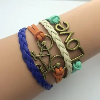 Vintage Pulseras Love Heart Leather wrap Bracelets men Jewelry For Women Owl Anchor handmade bangles bohemian bijoux femme