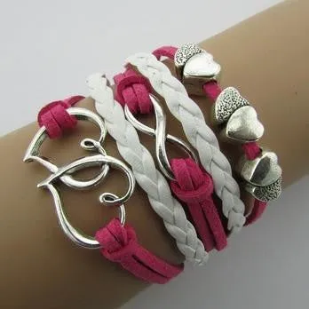 Vintage Pulseras Love Heart Leather wrap Bracelets men Jewelry For Women Owl Anchor handmade bangles bohemian bijoux femme