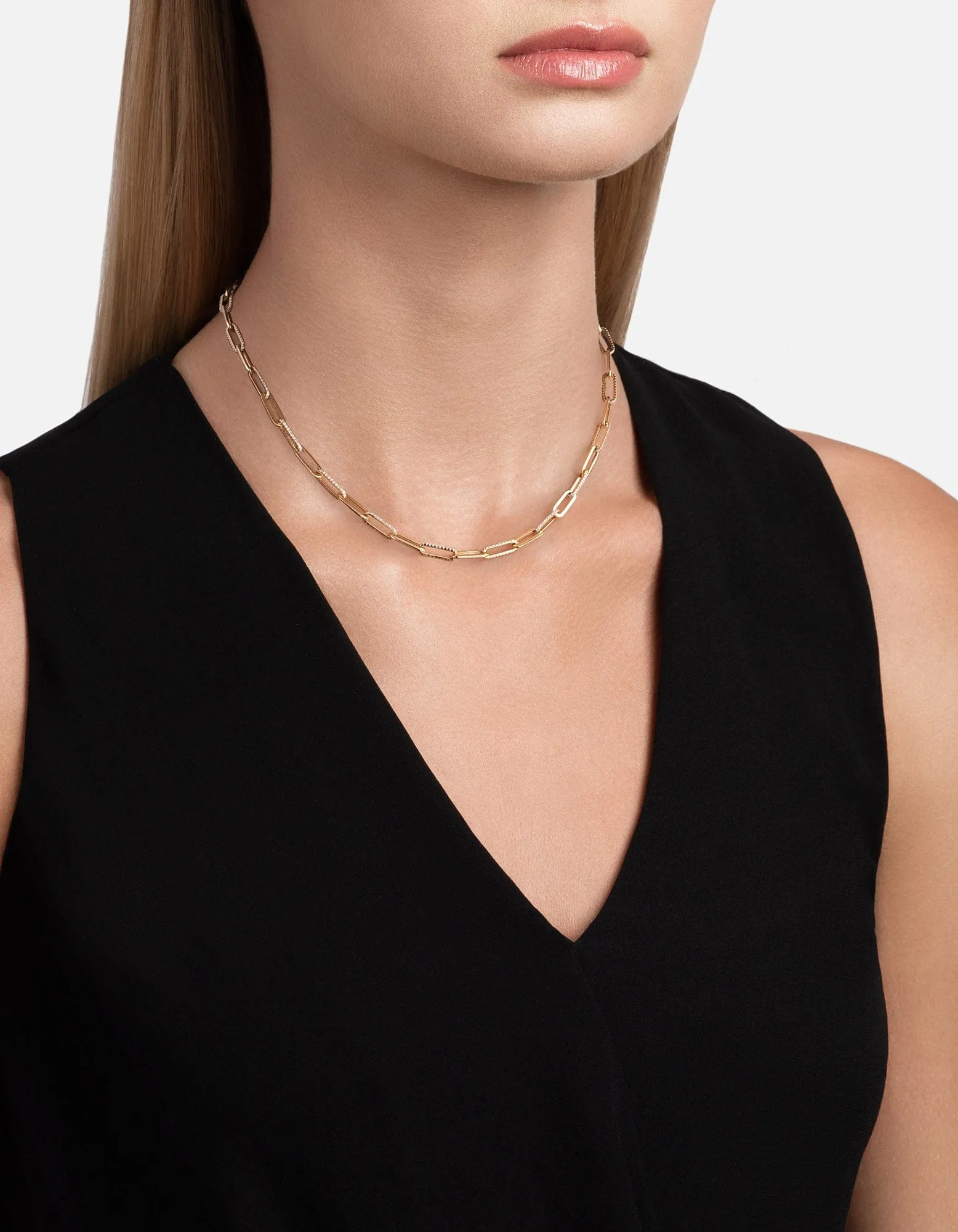 Volt Link Choker, 14k Gold Pavé