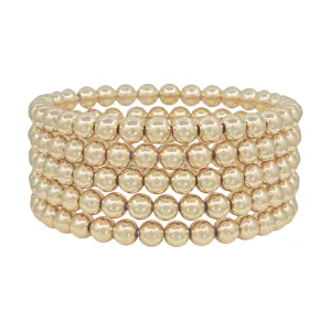 Water Resistant Gold 6MM Beaded Stack Of 5