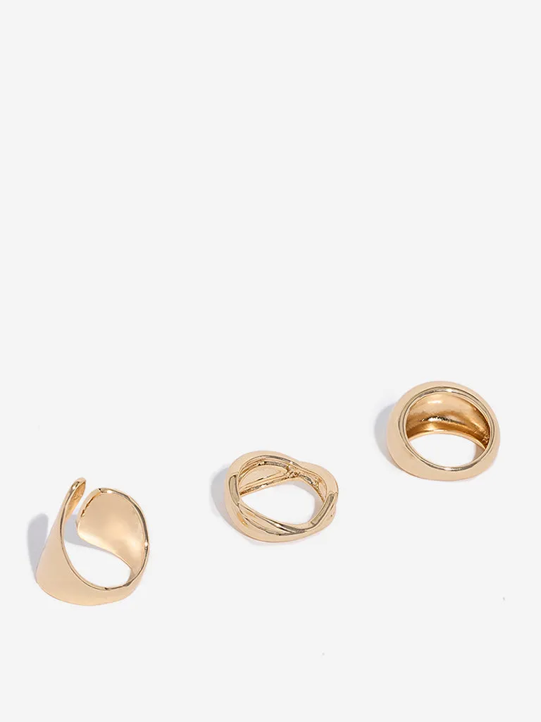 Westside Accessories Gold High-Shine Rings - Pack of 3