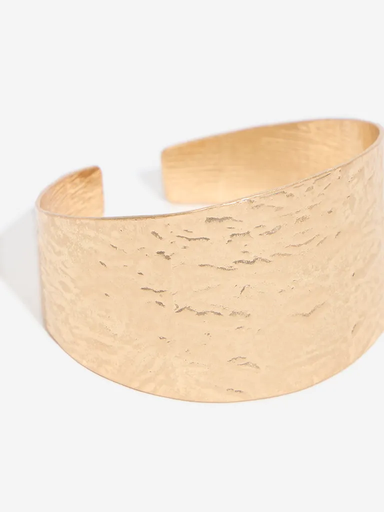 Westside Accessories Gold Textured Open Cuff Bracelets