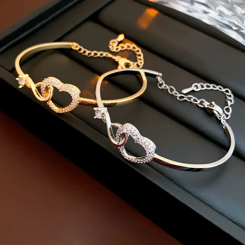 Wholesale Love Hollow Simple Versatile Fashion Temperament Light Luxury High-end Zircon Bracelet