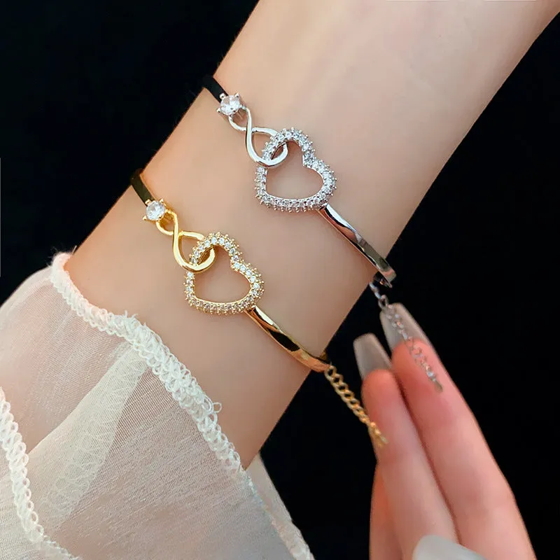 Wholesale Love Hollow Simple Versatile Fashion Temperament Light Luxury High-end Zircon Bracelet