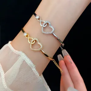 Wholesale Love Hollow Simple Versatile Fashion Temperament Light Luxury High-end Zircon Bracelet