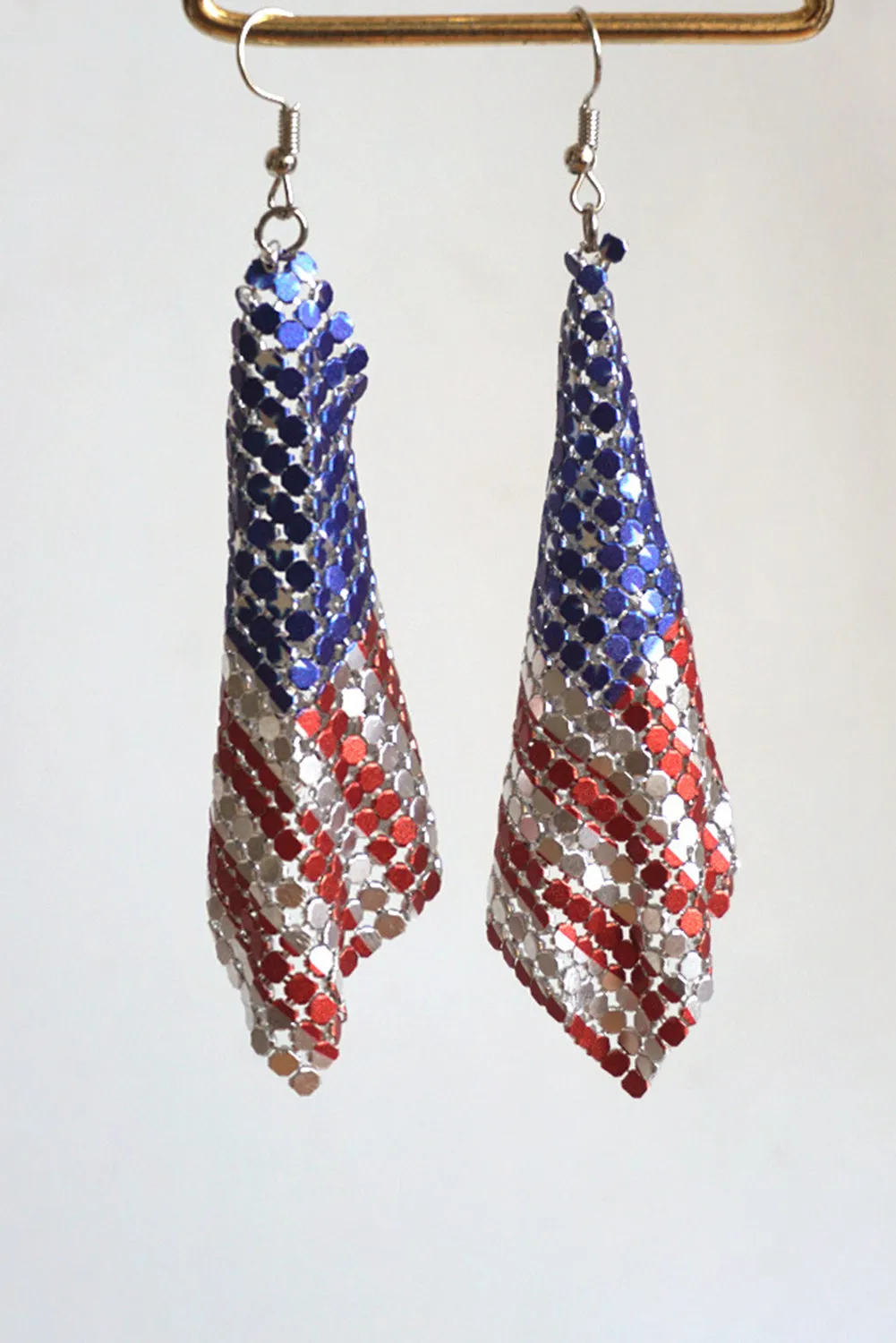 Women's American Flag Metal Earrings