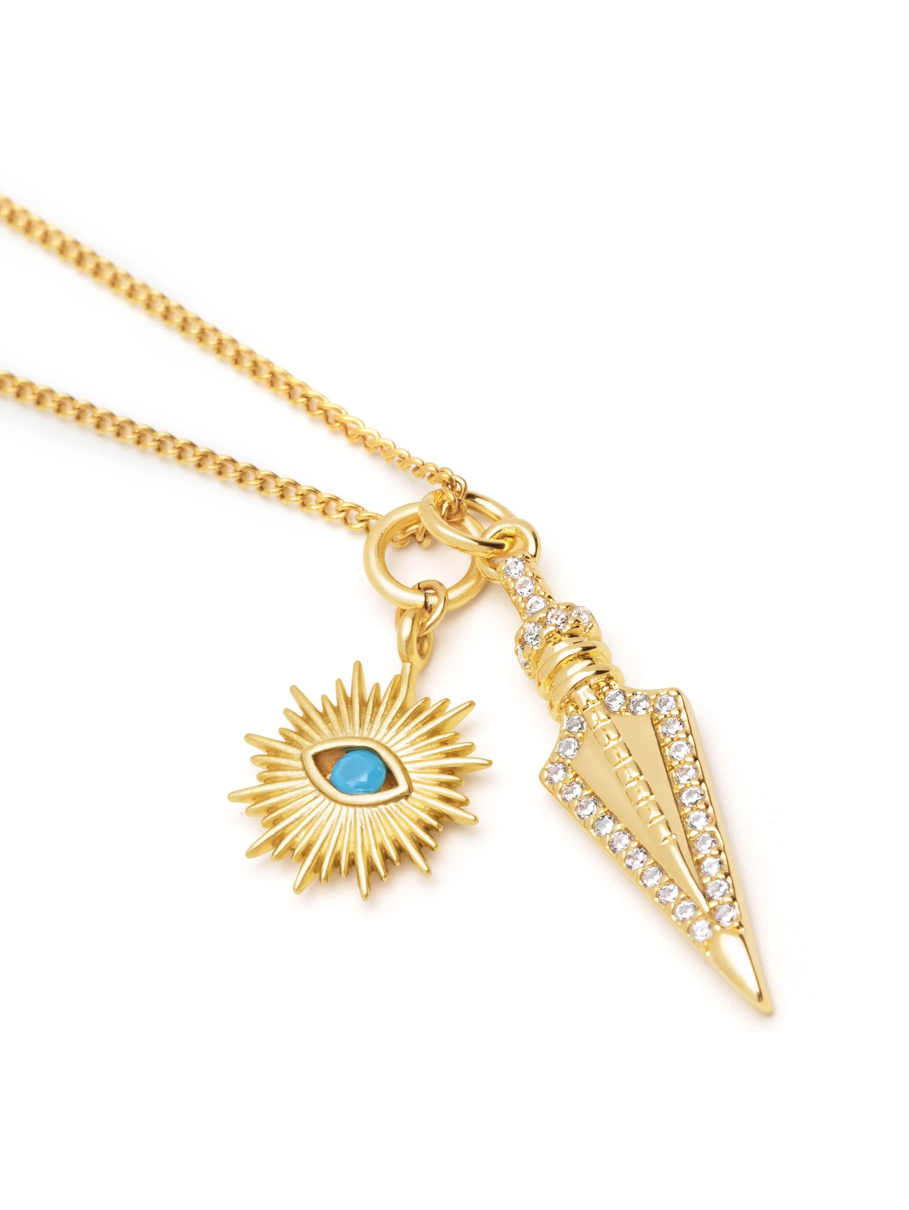 Women's Necklace with Dagger and Evil Eye Pendant