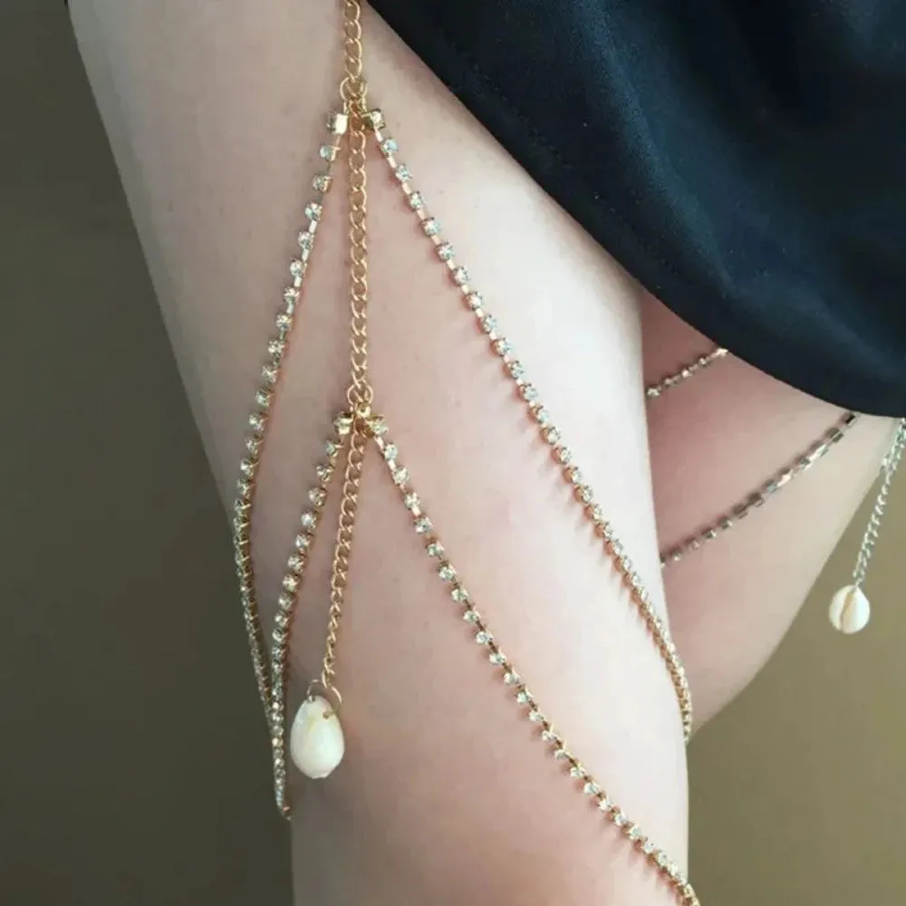 women's summer jewelry zirconia crystal legs chains rhinestone bodywear ✈️ free.shipping
