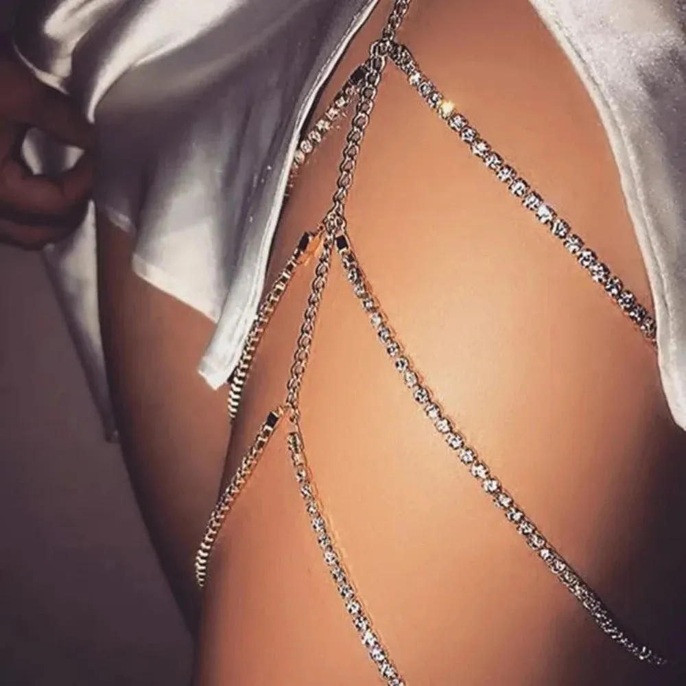 women's summer jewelry zirconia crystal legs chains rhinestone bodywear ✈️ free.shipping