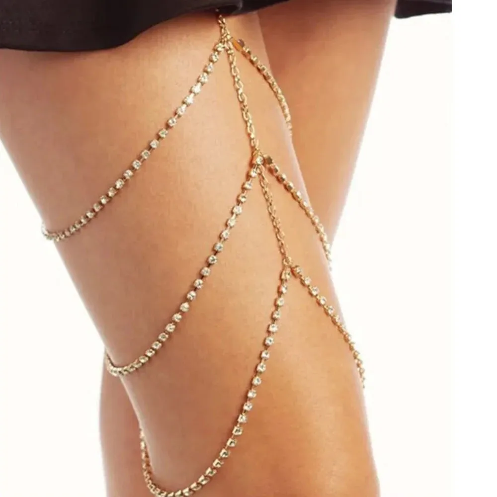 women's summer jewelry zirconia crystal legs chains rhinestone bodywear ✈️ free.shipping